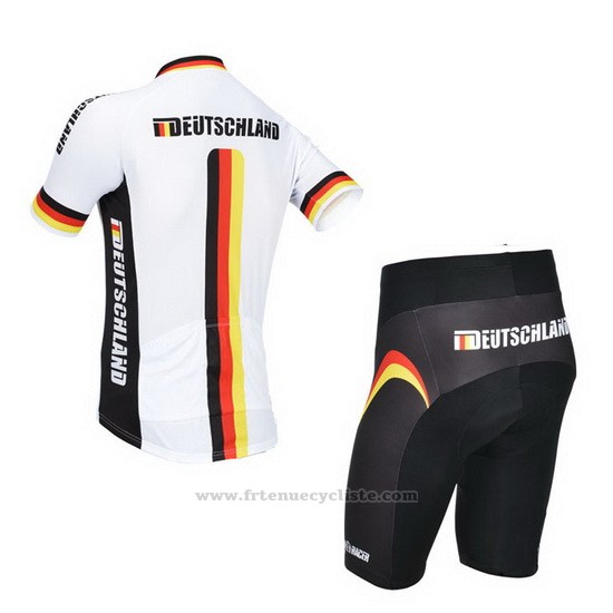 2013 Maillot Cyclisme Allemagne Blanc et Noir Manches Courtes et Cuissard
